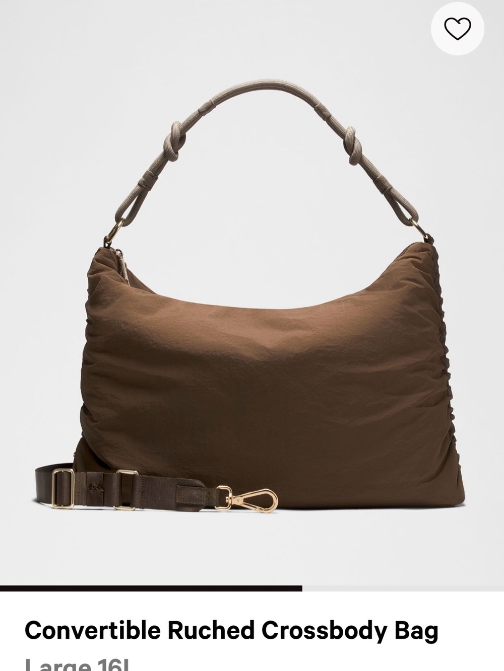 lululemon Convertible Ruched Crossbody Bag Large 16L